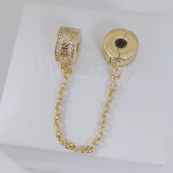 Pandora Shine Logo Safety Chain gold-plated - Picture 4 of 4